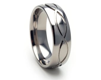 New Comfort Fit INFINITY Titanium Band, Modern Ring 4-17: 7HR-INFINITY-T8