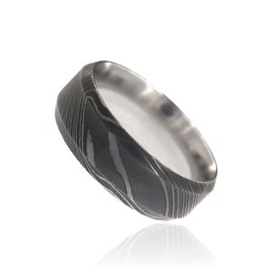 8mm Wide Damascus Steel Ring
