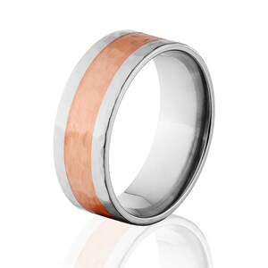 Copper Ring Titanium Wedding Ring Copper Inlay Ring Titanium Wedding Band Titanium Wedding Ring Copper Jewelry Wedding Ring: 8F14G-HB-Copper