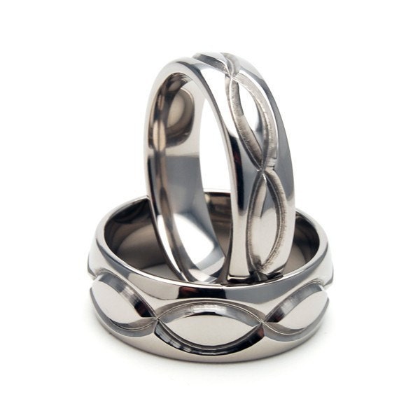 New Infinity His and Hers Set Titanium Wedding Rings - Matching Set: 8HRP.6HRP-INFINITY-T8