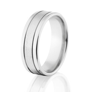 Pipe Cut Cobalt Bands, Cobalt Chrome Rings, Stone Finish Cobalt Ring: CB-6F2G-STC