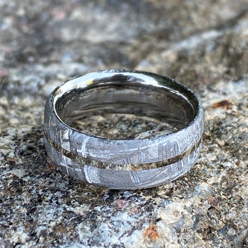 Gibeon Meteorite Wedding Band Custom Mens Rings 8mm Wide