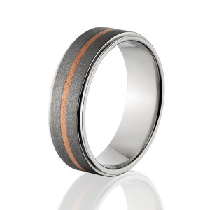 Copper Ring Titanium Wedding Ring Copper Inlay Ring Titanium Wedding Band Titanium Wedding Ring Copper Jewelry Wedding Ring: 7RC11G-SND