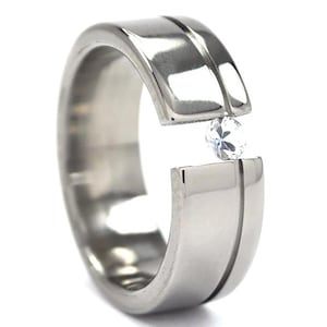 New 7mm Titanium Tension Set Ring - Choose YOUR Gem