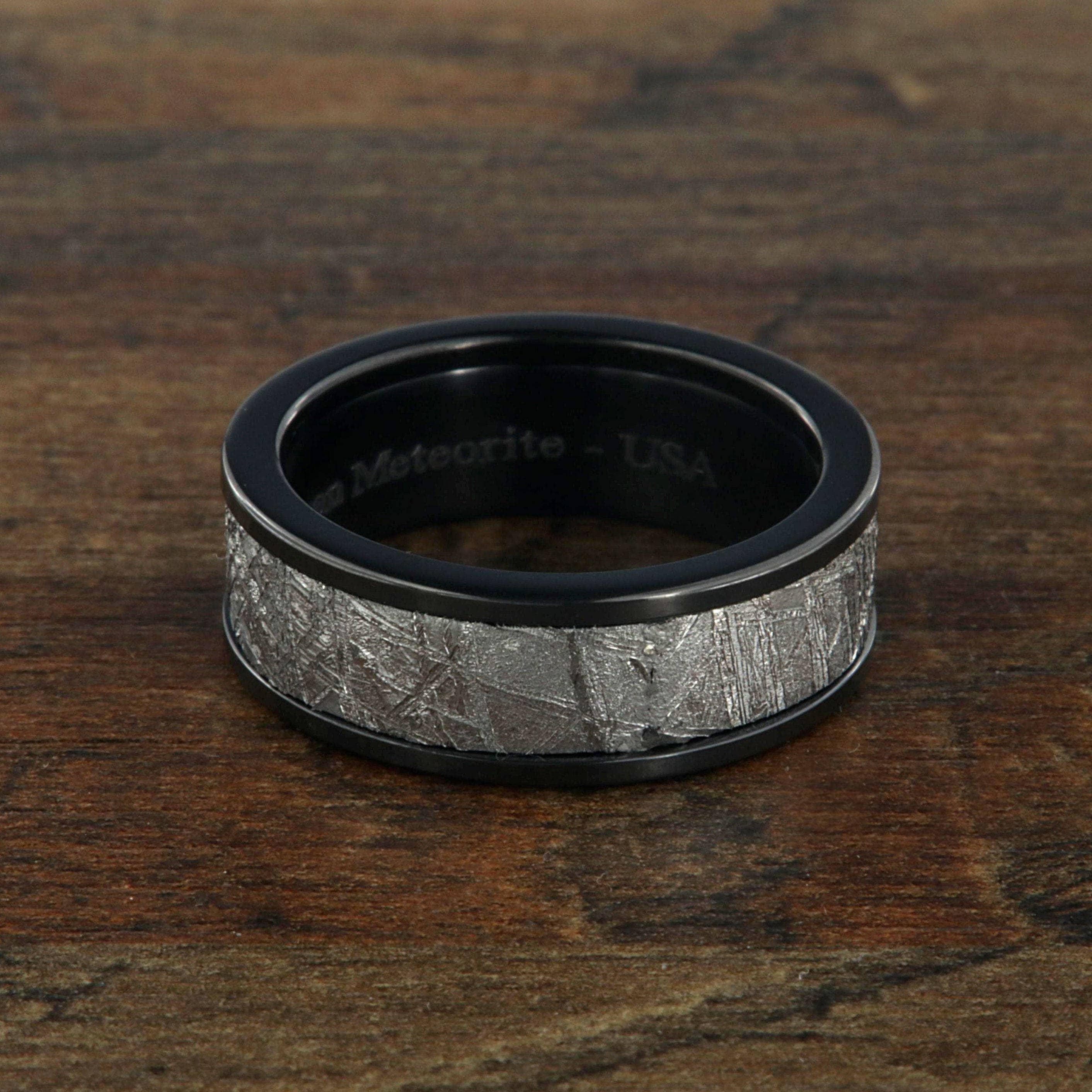 7mm Wide Black Zirconium and Gibeon Meteorite Ring Etsy Canada