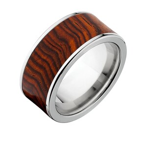 New Cocobolo Wood Rings, Exotic Hard Wood Wedding Band w/ Comfort Fit: 10F_Cocobolo Wood