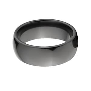 Strong Wedding Rings, Black Wedding Bands, Premium Black Zirconium Ring: BZ-8HR-P image 3