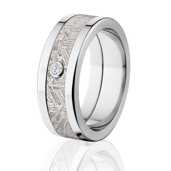 New 8mm Wide Meteorite Ring Diamond Meteorite Wedding Rings | Etsy