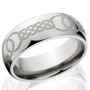 Custom Lasered Celtic Ring Made In Titanium; Celtic Wedding Bands Hand Crafted Titanium Rings : 8HR-C7L