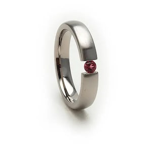 4mm Titanium Tension Set Ring with a Brushed Finish - 4HR-B-TenUPic