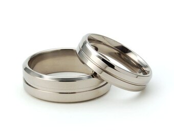 New Titanium Matching Ring Set - His and Her's: 7B1GP.5B1GP