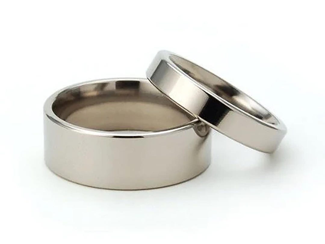 Matching Titanium Rings Titanium Matching Wedding Rings, Flat Polished His and Hers Bands - Etsy