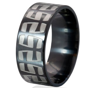 Braided Crosses Black Zirconium Ring: BZ-9F-BraidedCrosses-MS