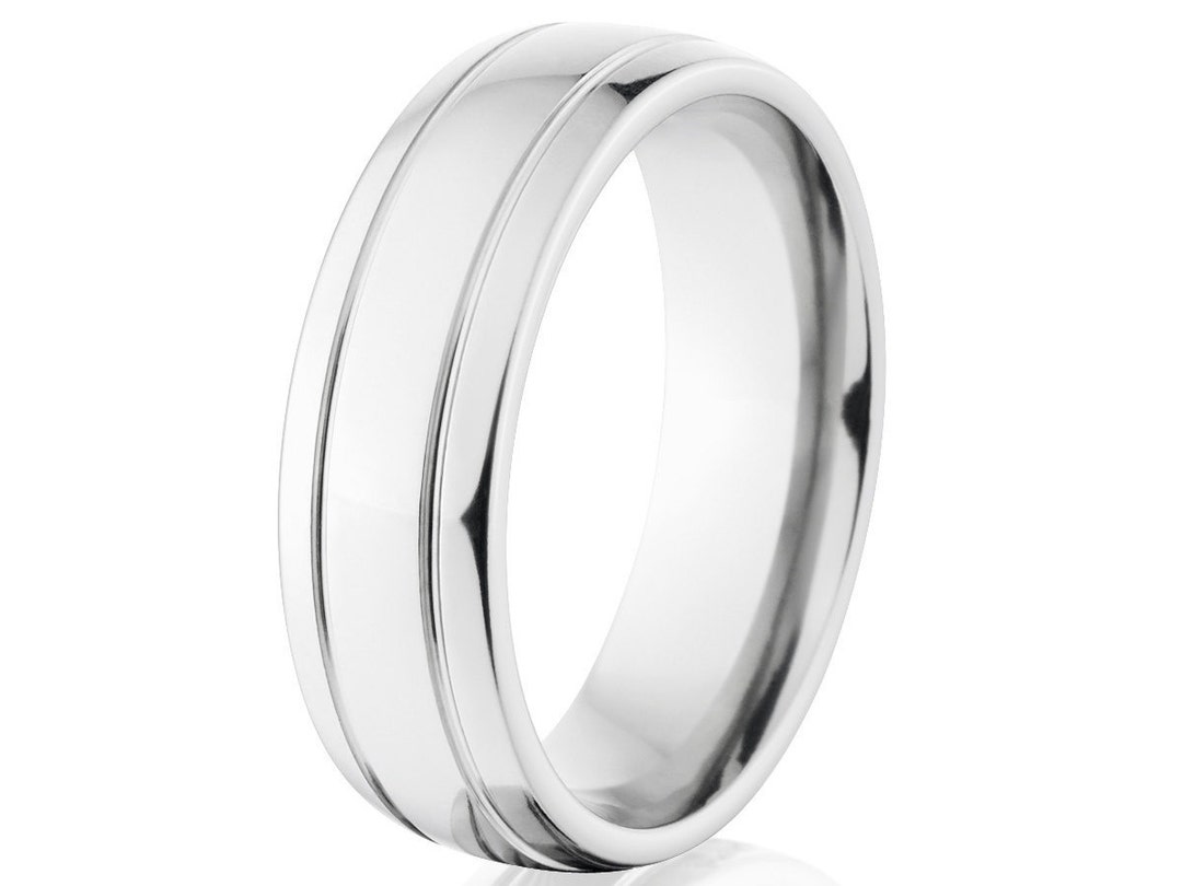 Cobalt Chrome Ring, Cobalt Wedding Bands, Shiny Cobalt Ring COB7HR2G