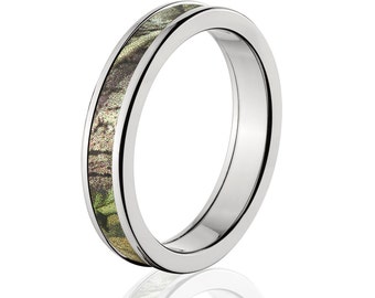 Realtree Green Camo Bridal Set, Cobalt Wedding Rings With Prong