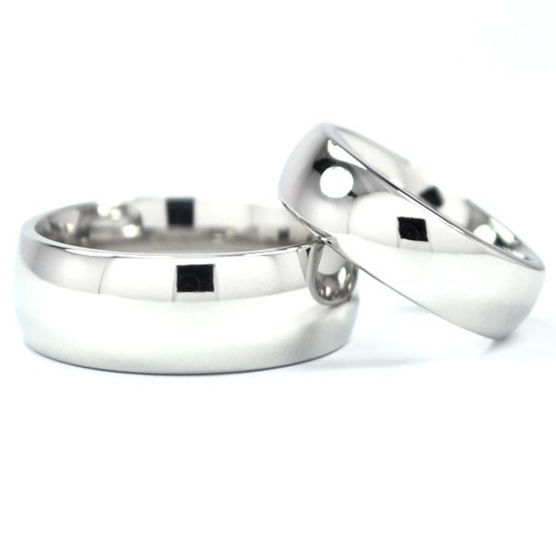 Matching Cobalt Ring Set with Modern USA made Wedding Ring Set : COB-8HRP.6HRP image 1