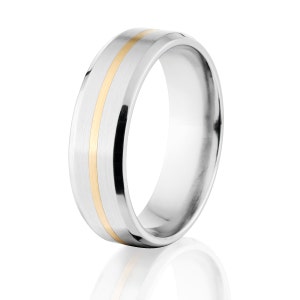 Wedding Band Cobalt Ring Gold Ring Cobalt Wedding Band USA Made Mens Wedding Band - 7FT11G-B-Gold-Inlay