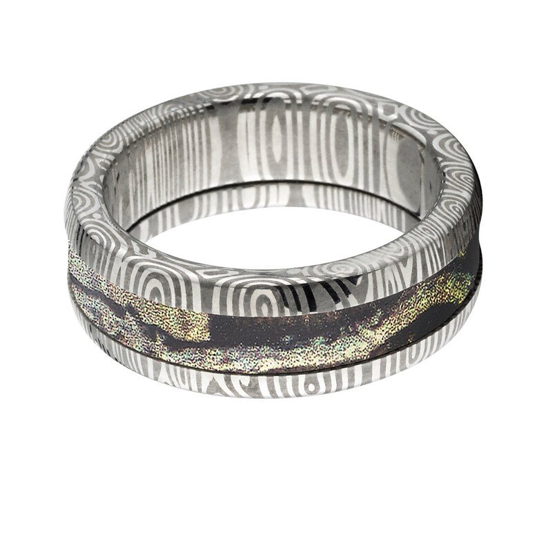 Damascus Steel Custom Made Mossy Oak 8mm ring with Break Up Infinity DS/_8HR/_BUI