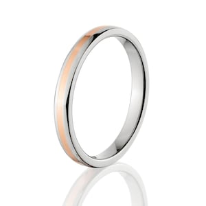 New 3mm Titanium Ring With Copper Inlay Aerospace Titanium Ring Copper Ring Wedding Band Copper Inlay Ring Wedding Ring : 3HR11G-COPPER
