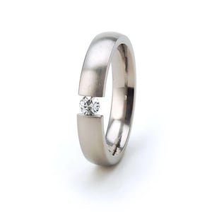 New 4 mm Titanium Tension Set Ring - Choose Your Gem: 4HR-B-TENS