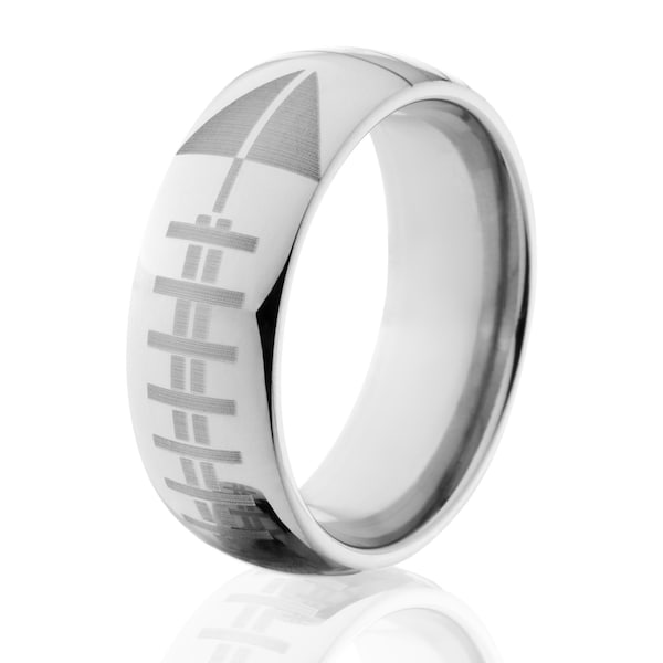 football ring titanium football ring wedding band unique gift  sports ring free engraving: -8HR-L-FootballYard