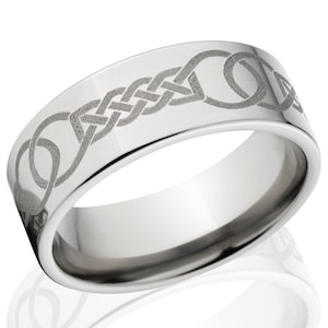 Custom Lasered Celtic Ring Made In Titanium, Celtic Wedding Bands: 8F-C7L