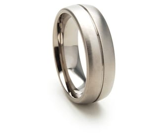 New 7mm Wide Comfort Fit Titanium Ring - 7HR1G-XB