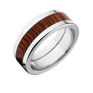 New Cocobolo Wood Rings, Exotic Hard Wood Wedding Band w/ Comfort Fit: 8F_Cocobolo Wood