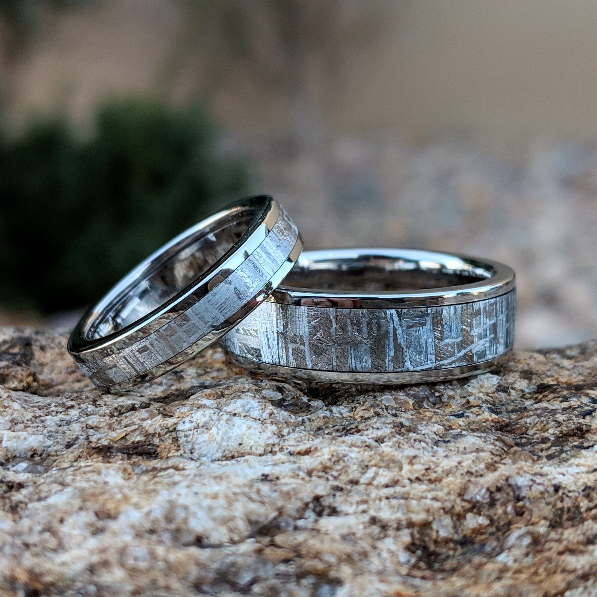 promotions Celestial Elegance: Steel Custom Engagement 3 Stainless Artisan  Meteorite Ring PCs Wedding Set Ring Set, The Perfect Wedding Ring Set - USA  Made 