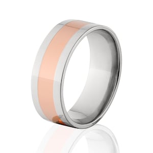 Copper Ring Titanium Wedding Ring Copper Inlay Ring Titanium Wedding Band Titanium Wedding Ring Copper Jewelry Wedding Ring 8F14G-Copper
