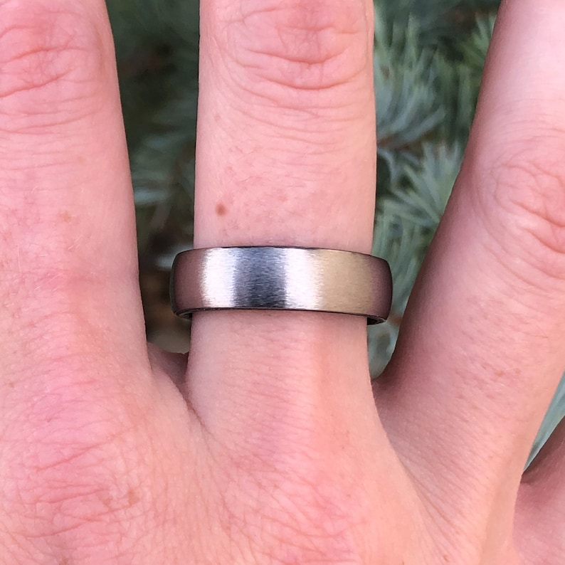 Titanium Stone Finish Band With Green Burl Wood Sleeve 6mm Etsy