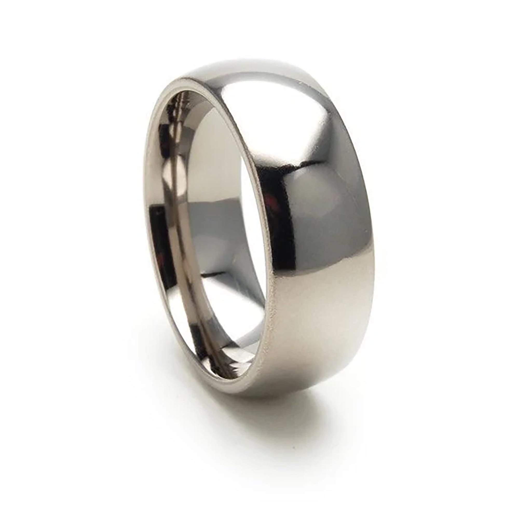 Rainbow Leaf Titanium Wedding Ring Domed Polished Wedding Band, Engage