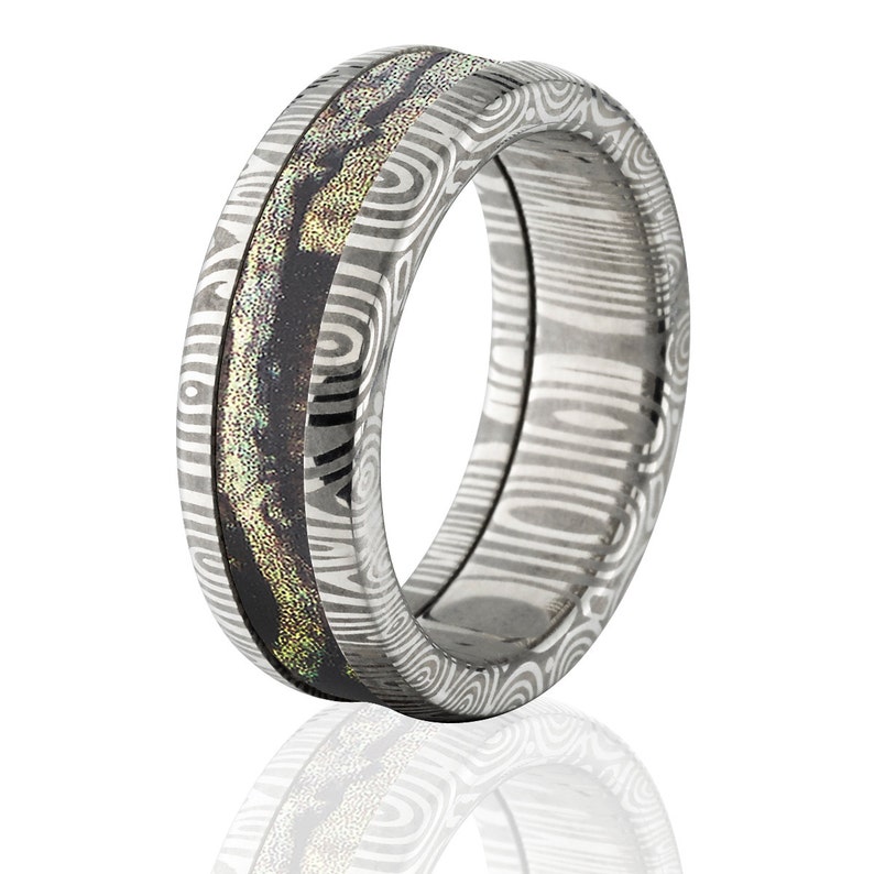 Damascus Steel Custom Made Mossy Oak 8mm ring with Break Up Infinity DS/_8HR/_BUI