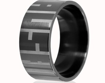 8mm USA Patriotic Ring, Black Zirconium Ring: BZ-10F-USA-Continuous-L