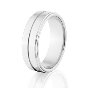 Cobalt Chrome Wedding Band, 7mm Polished Comfort Fit Men’s Ring, Handcrafted USA Made