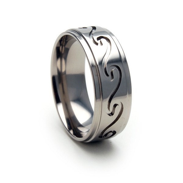 New 8mm OC Designer Titanium Rings, Sizing Jewelry 4-17: 8RC-WAVES