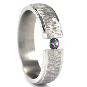New 6 mm Titanium Tension Set Ring with a Tree-Bark Finish:  6HRRC-TBP-TENS-U.PIC