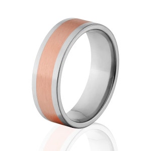 Copper Ring Titanium Wedding Ring Copper Inlay Ring Titanium Wedding Band Titanium Wedding Ring Copper Jewelry Wedding Ring: 7F14G-Copper