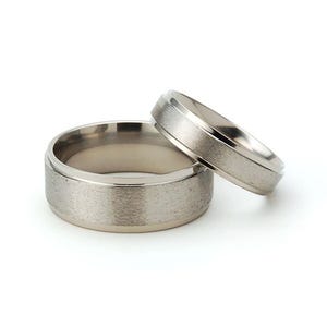 Titanium Raised Center Matching His and Hers Set- Modern Rings