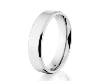 Cobalt Wedding Rings, Mens Cobalt Bands, Comfort Fit Ring: COB-5FT-B