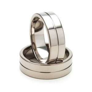 New 7mm Wide Comfort Fit Titanium Ring 7F1G-P image 2