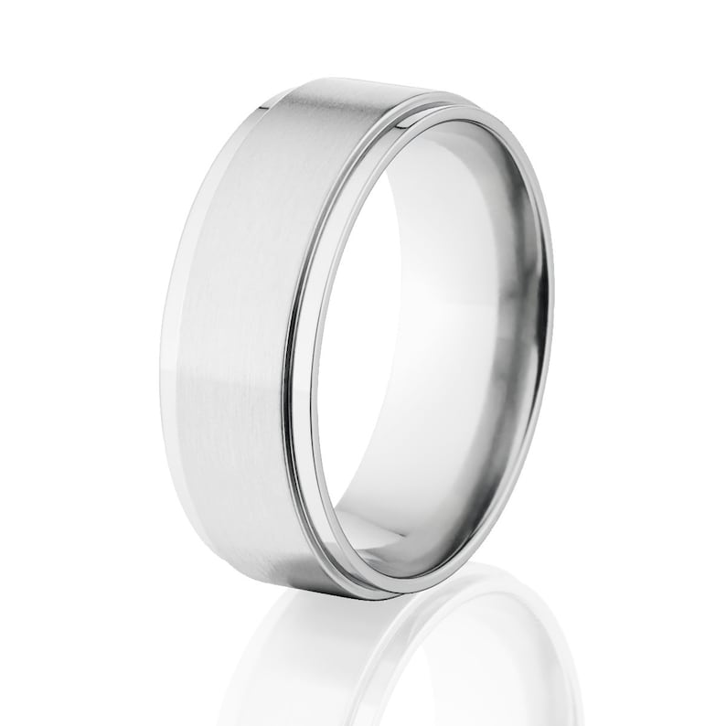 Two Tone Finish Cobalt Wedding Band Custom Made Cobalt Ring Cobalt Wedding Ring CB-8RC-BC