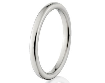 2mm Wide Titanium Ring, Comfort Fit Band - 2HR-P
