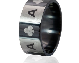 Ace of Clubs Black Zirconium Ring: BZ-10F-AceOfClubs-MS