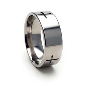 New JESUS CROSS Titanium Band, Jewelry Sizing 4-17