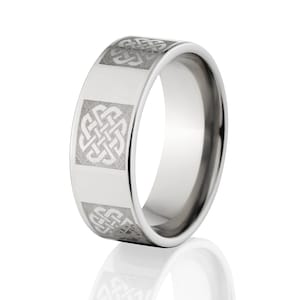 Custom Lasered Celtic Ring Made In Titanium Custom Titanium Rings : 8F-C6L