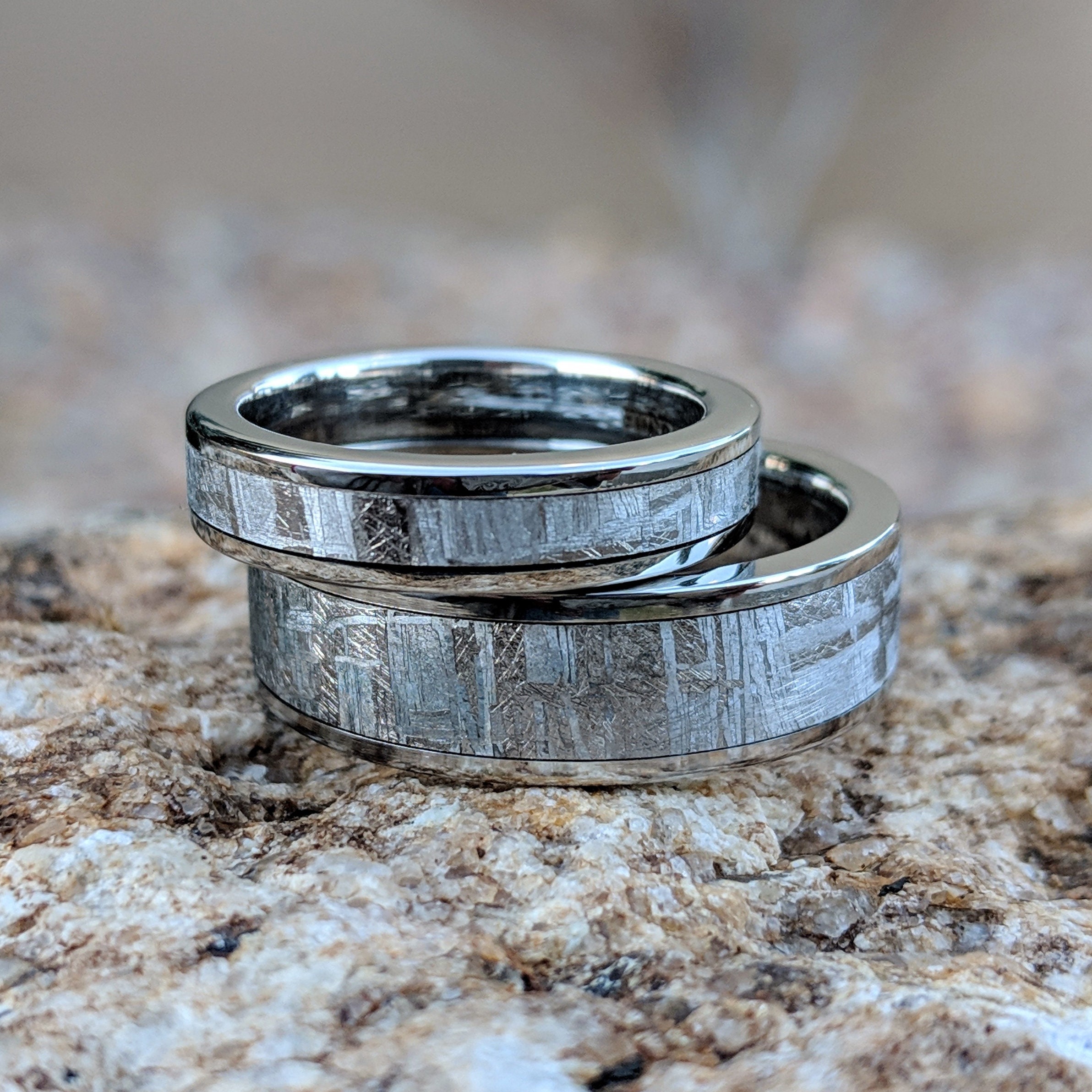 Meteorite Ring Wedding Ring Set Cobalt Chrome Ring Sleeve USA | Etsy