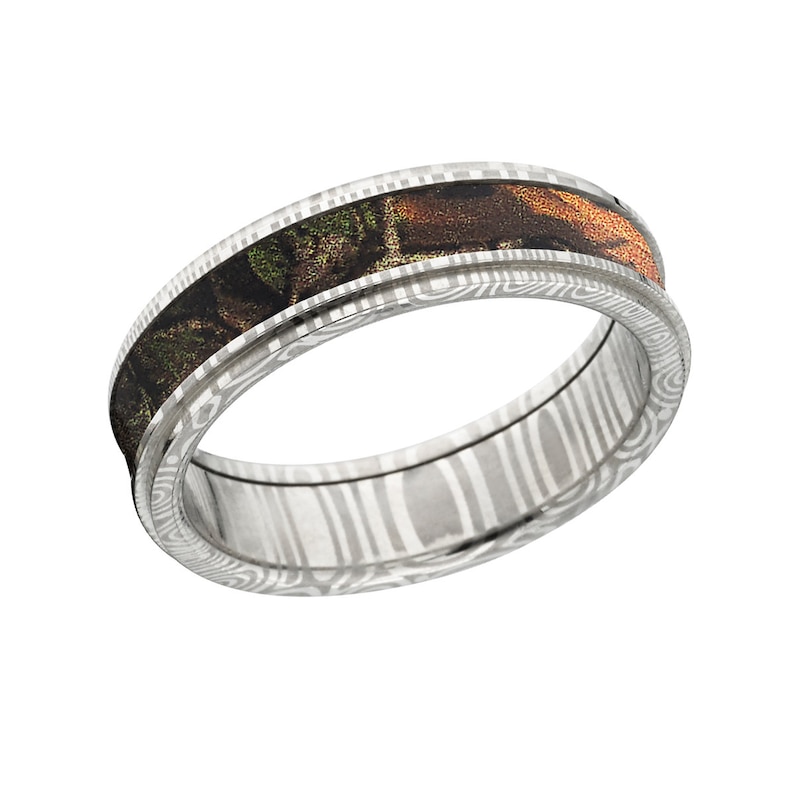 Damascus Steel 6mm wide Camo Ring Custom Made Real Tree AP band DS/_6RC/_XTRA