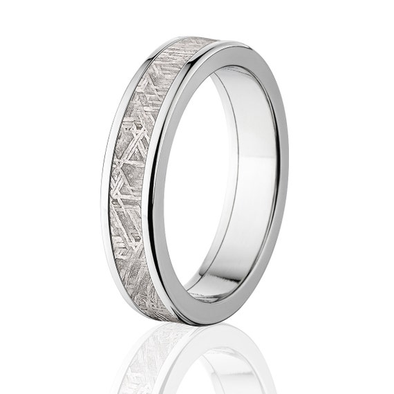 Fedi nuziali in argento tungsteno con turchese e meteorite