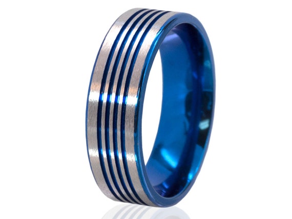 Blue cheap titanium rings